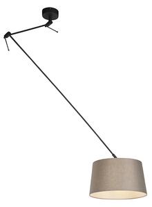 Závesná lampa s ľanovým tienidlom taupe 35 cm - Blitz I čierna