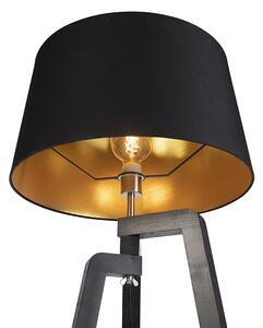 Statív stojacej lampy s bavlneným tienidlom čierna so zlatom 50 cm - Puros