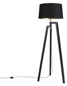 Statív stojacej lampy s bavlneným tienidlom čierna so zlatom 50 cm - Puros
