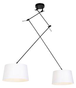 Závesná lampa s ľanovými odtieňmi biela 35 cm - Blitz II čierna