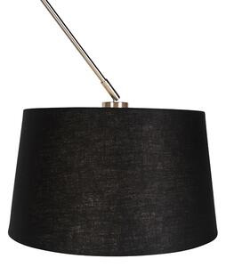 Závesná lampa s ľanovým tienidlom čierna 35 cm - oceľ Blitz I