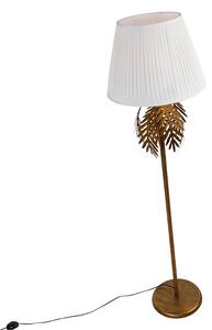 Vintage stojaca lampa zlatá so skladaným odtieňom biela 45 cm - Botanica