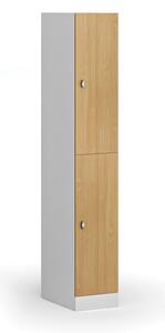 Šatníková skrinka s úložnými boxmi, 2 boxy, 1850 x 300 x 500 mm, otočný zámok, laminované dvere, buk