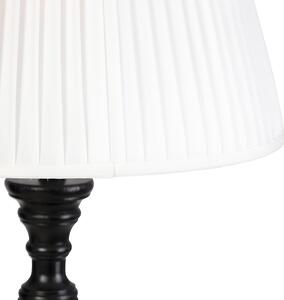 Stojacia lampa čierna s plisovaným tienidlom biela 45 cm - Classico