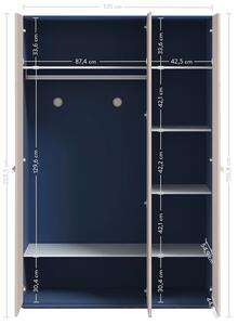 Trojdverová skriňa so zrkadlom Lincoln - dub/tmavo modrá