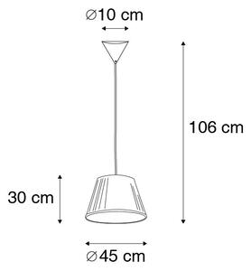 Retro závesná lampa krémová 45 cm - Plisse
