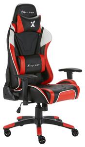 HERNÁ STOLIČKA, kožený vzhľad, červená, čierna X Rocker - Kancelárske stoličky, Online Only