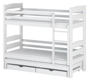 Poschodová posteľ so šuplíkmi a prístelkou CAILEAN - 80x160, biela