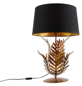 Stolová lampa zlatá s čiernym bavlneným tienidlom 40 cm - Botanica