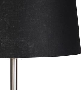 Moderná stojaca lampa oceľ s čiernym tienidlom 45 cm - Simplo
