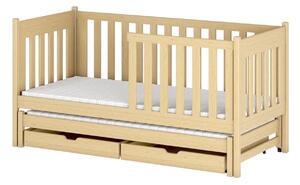 Detská posteľ s prístelkou a úložným priestorom KAENA - 90x200, borovica