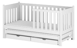 Detská posteľ s prístelkou a úložným priestorom KAENA - 90x200, biela