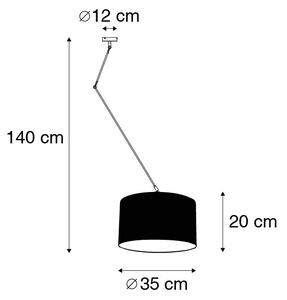 Závesná lampa čierna s tienidlom 35 cm svetlo modrá nastaviteľná - Blitz I