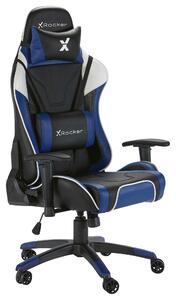 HERNÁ STOLIČKA, kožený vzhľad, modrá, čierna X Rocker - Kancelárske stoličky, Online Only