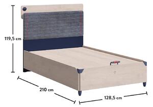 Veľká posteľ s úložným priestorom 120x200cm Lincoln - dub/tmavo modrá