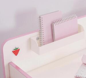 Písací stôl s USB portom Susy - biela/ružová