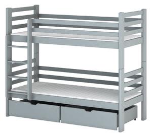 Poschodová posteľ do detskej izby KAJA - 90x190, šedá