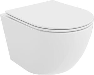 Mexen LENA Rimless, závesná WC misa so sedátkom pomaly-padajúcim SLIM, 48 x 36 cm, biela, 30220400