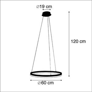 Dizajnové krúžkové závesné svietidlo čierne 60cm vrátane LED a stmievača - Anello