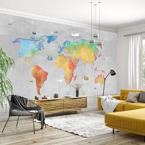 Fototapeta - Farebná mapa sveta (147x102 cm)