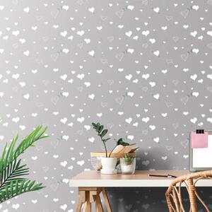 Tapeta roztomilé biele srdiečka - 75x1000 cm