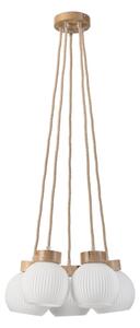 Závesný luster LOOMIS na lanku 5xE27/15W/230V 83 cm béžová/dub