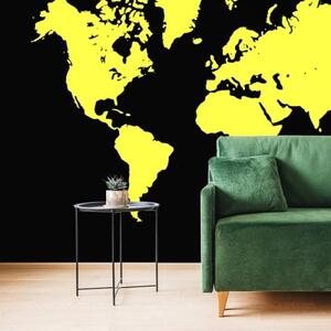 Samolepiaca tapeta žltá mapa na čiernom pozadí - 225x150
