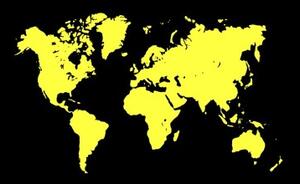 Samolepiaca tapeta žltá mapa na čiernom pozadí - 300x200