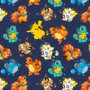 Metráž Teplákovina digital - Pokémon - Modrá tmavá