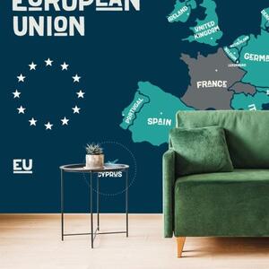 Samolepiaca tapeta náučná mapa s názvami krajín EÚ - 225x150