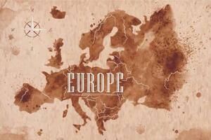 Tapeta retro mapa Európy - 300x200