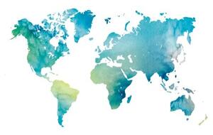Samolepiaca tapeta mapa sveta v akvarelovom prevedení - 300x200