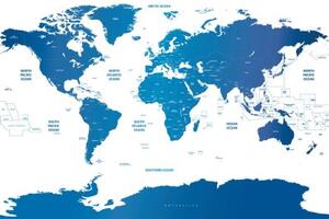 Tapeta mapa sveta s jednotlivými štátmi - 375x250