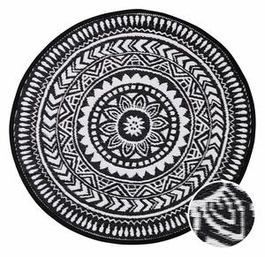 COLOUR CLASH Vnútorný a vonkajší koberec kvetiny 118 cm - čierna/biela
