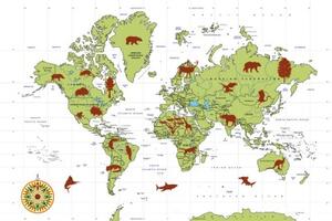 Tapeta mapa so zvieratami - 300x200