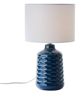 Stolová lampa Ilysa látka biela, keramika modrá