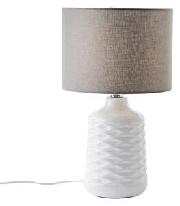 Stolová lampa Ilysa, látka sivá keramika biela
