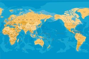 Tapeta mapa sveta v zaujímavom prevedení - 225x150