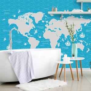 Tapeta nebesky modrá mapa sveta - 375x250