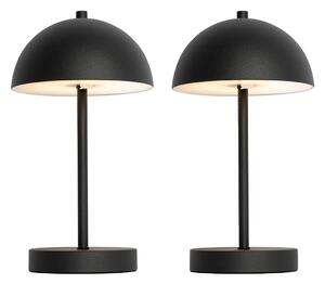 Set van 2 buiten tafellampen zwart oplaadbaar 3-staps dimbaar - Keira