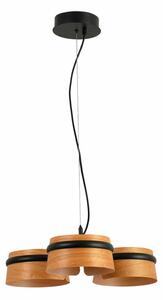 Závesná lampa Loop LED, čerešňa/čierna, drevo, dĺžka 52 cm