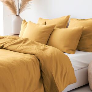 Goldea bavlnené posteľné obliečky - horčicové 200 x 200 a 2ks 70 x 90 cm (šev v strede)