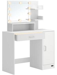 Toaletný stolík Jocelyn s LED osvetlením 90x38x137 cm - biely