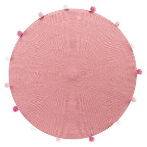 Ružový okrúhly koberec ø 90 cm Pompomparty – douceur d'intérieur