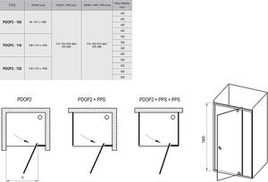 Ravak - Sprchové dvere dvojdielne Pivot PDOP2-110 - satin, transparentné sklo