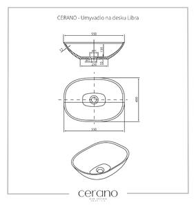 Cerano Libra, umývadlo na dosku z liateho mramoru 550x400x135 mm, čierna matná, CER-CER-WB16B