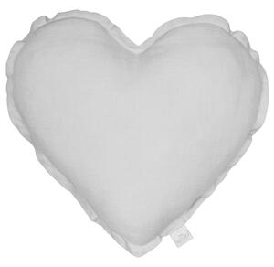 Cotton & Sweets Ľanový vankúš srdce svetlo sivá 44cm
