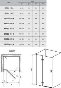 Ravak - Sprchové dvere dvojdielne SmartLine SMSD2-90 B pravá - chróm, transparentné sklo