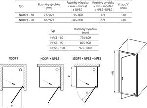 Ravak - Sprchové dvere jednodielne Nexty NDOP1-80 - čierna, transparentné sklo