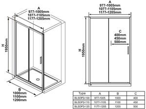 Ravak - Sprchové dvere posuvné dvojdielne Blix Slim BLSDP2-110 cm - čierna, transparentné sklo